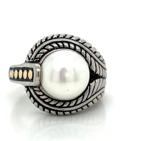 EFFY Sterling Silver/18K Yellow Gold 10mm Freshwater Pearl Ring, Size 6.5